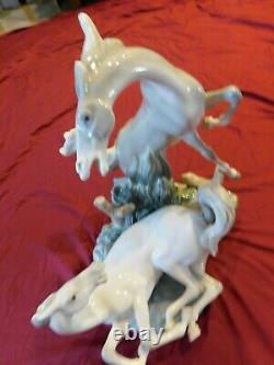 Lladro Two Horses #4516 Immaculate Perfect Condition Free Insured Shipping