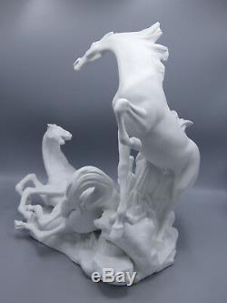 Lladro Two Horses Playing Porcelain Figurine 4597 White Matte Finish Early Mark