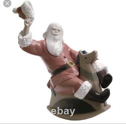 Lladro porcelain Santa On A Rocking Horse What A Fun Ride