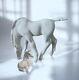 Lomonosov 2 Pc Ussr Porcelain Grazing Foal Horse Lg Rare Figurine+ Baby White