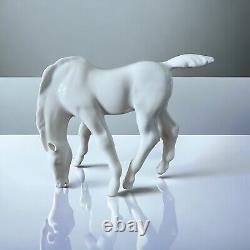 Lomonosov 2 Pc USSR Porcelain Grazing Foal Horse Lg Rare Figurine+ Baby White