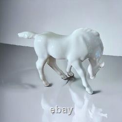 Lomonosov 2 Pc USSR Porcelain Grazing Foal Horse Lg Rare Figurine+ Baby White