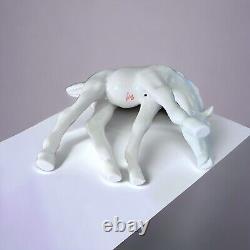 Lomonosov 2 Pc USSR Porcelain Grazing Foal Horse Lg Rare Figurine+ Baby White