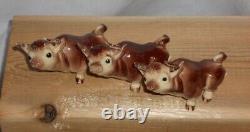 Lot #14 Vintage Discontinued HR Hagen Renaker Mini Cartoon 5 Bulls 1 Cow & Calf