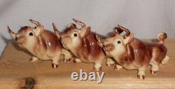 Lot #14 Vintage Discontinued HR Hagen Renaker Mini Cartoon 5 Bulls 1 Cow & Calf