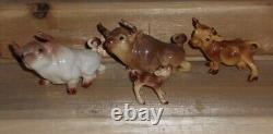 Lot #14 Vintage Discontinued HR Hagen Renaker Mini Cartoon 5 Bulls 1 Cow & Calf