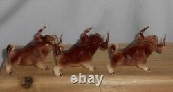 Lot #14 Vintage Discontinued HR Hagen Renaker Mini Cartoon 5 Bulls 1 Cow & Calf