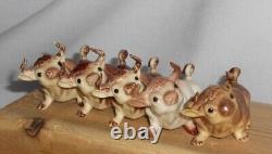 Lot #14 Vintage Discontinued HR Hagen Renaker Mini Cartoon 5 Bulls 1 Cow & Calf