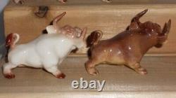 Lot #14 Vintage Discontinued HR Hagen Renaker Mini Cartoon 5 Bulls 1 Cow & Calf