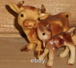 Lot #14 Vintage Discontinued HR Hagen Renaker Mini Cartoon 5 Bulls 1 Cow & Calf