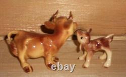 Lot #14 Vintage Discontinued HR Hagen Renaker Mini Cartoon 5 Bulls 1 Cow & Calf