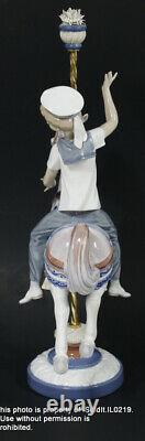 Lot 2 Lladro Porcelain Carousel Figurine Girl And Boy On Horse #1469 #1470