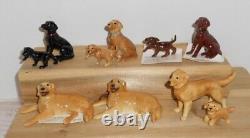 Lot 5 Vintage Disc Hagen Renaker Mini Dogs Golden Retriever Labrador Adult Pups