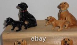 Lot 5 Vintage Disc Hagen Renaker Mini Dogs Golden Retriever Labrador Adult Pups