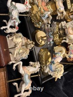 Lot Of 27 Vintage Carousel Collection Porcelain Horses On Wood Or Brass Posts