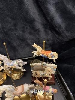 Lot Of 27 Vintage Carousel Collection Porcelain Horses On Wood Or Brass Posts