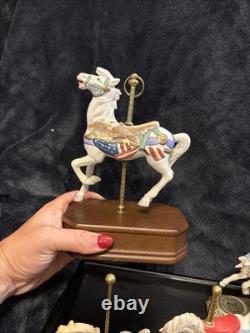 Lot Of 27 Vintage Carousel Collection Porcelain Horses On Wood Or Brass Posts