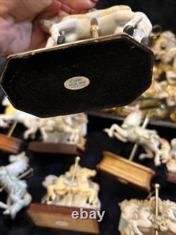 Lot Of 27 Vintage Carousel Collection Porcelain Horses On Wood Or Brass Posts