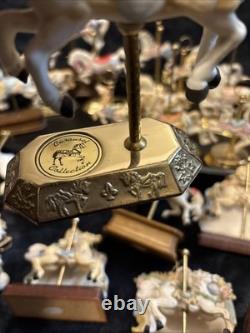 Lot Of 27 Vintage Carousel Collection Porcelain Horses On Wood Or Brass Posts