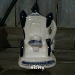 Lot Of 6 Rare set Vintage Blue And White Porcelain Figurines Horse pitcher