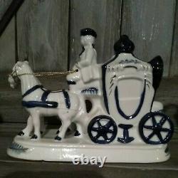 Lot Of 6 Rare set Vintage Blue And White Porcelain Figurines Horse pitcher