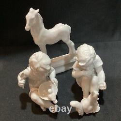Lot of 3 Vintage Rosenthal Porcelain Figurines Boy & Squirrel Bird Horse White