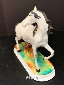 Lovely Dapple Gray White Porcelain Horse Figurine 6.25 Long