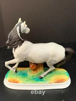 Lovely Dapple Gray White Porcelain Horse Figurine 6.25 Long