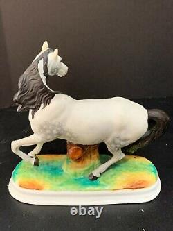 Lovely Dapple Gray White Porcelain Horse Figurine 6.25 Long