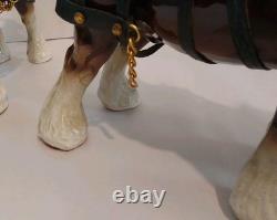 Lowery's of London Pair Of Porcelain Clydesdale 8.5 X 11 X 3.5 Horses withGear