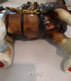 Lowery's of London Pair Of Porcelain Clydesdale 8.5 X 11 X 3.5 Horses withGear