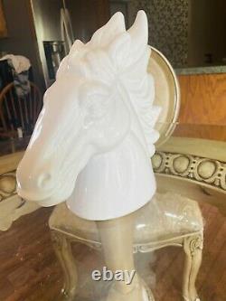 Luxurious Glossy Ceramic White Horse Head Decor