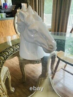 Luxurious Glossy Ceramic White Horse Head Decor