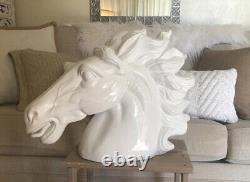 Luxurious Glossy Ceramic White Horse Head Decor Extra Large 24 x 16 Stunning