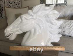 Luxurious Glossy Ceramic White Horse Head Decor Extra Large 24 x 16 Stunning