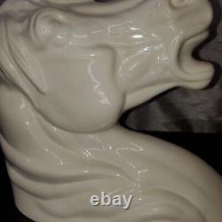 Luxurious Polish Glossy Porcelain Ceramic White Horse Head Decor