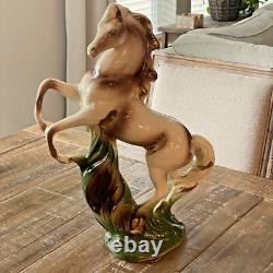 MCM Rearing Horse Statue Gold Gilt Large Ceramic Figurine 17 Please Read