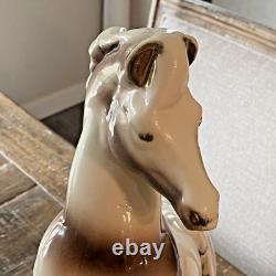 MCM Rearing Horse Statue Gold Gilt Large Ceramic Figurine 17 Please Read