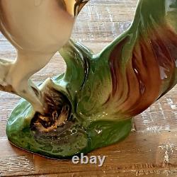 MCM Rearing Horse Statue Gold Gilt Large Ceramic Figurine 17 Please Read