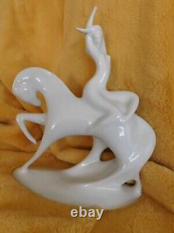 MCM Royal Dux Bohemia Czech Lady Godiva White Horse Porcelain Nude Figurine 15