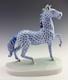 Mint Herend Rare Larger 7x7 Horse Blue Fishnet Figurine