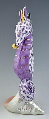 MINT HEREND Seahorse Lilac / Lavender Fishnet Sea Horse Figurine