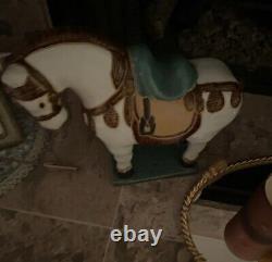 Majolica Glazed Ceramic Horse Pony Statue 1960's Italy Hollywood Regency Style
