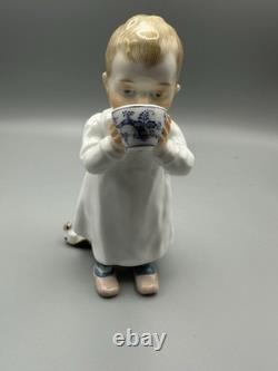Meissen Julis Hentschel's Children Boy Tea Bowl & Toy Horse Figurine