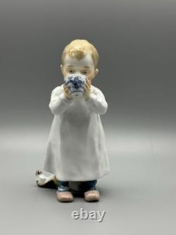 Meissen Julis Hentschel's Children Boy Tea Bowl & Toy Horse Figurine