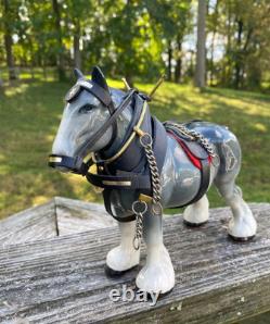 Melba Ware Draft Horse Grey Shire with Harness Gloss Finish 6.5 Inches Tall