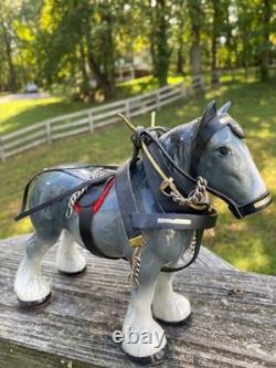 Melba Ware Draft Horse Grey Shire with Harness Gloss Finish 6.5 Inches Tall