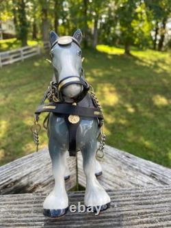 Melba Ware Draft Horse Grey Shire with Harness Gloss Finish 6.5 Inches Tall