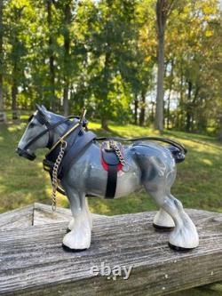 Melba Ware Draft Horse Grey Shire with Harness Gloss Finish 6.5 Inches Tall