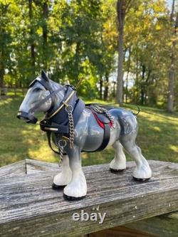 Melba Ware Draft Horse Grey Shire with Harness Gloss Finish 6.5 Inches Tall